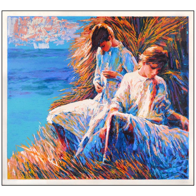 Post Impressionist 20th Century Panarea Post Impressionism Blue Serigraph Nicola Simbari For Sale - Image 3 of 7