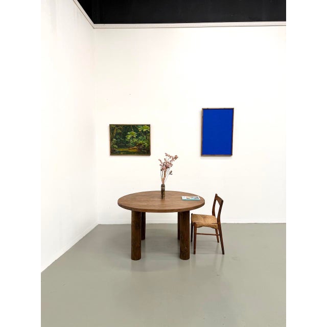 Wood Constructivist Round Table in Walnut, 1950s For Sale - Image 7 of 18