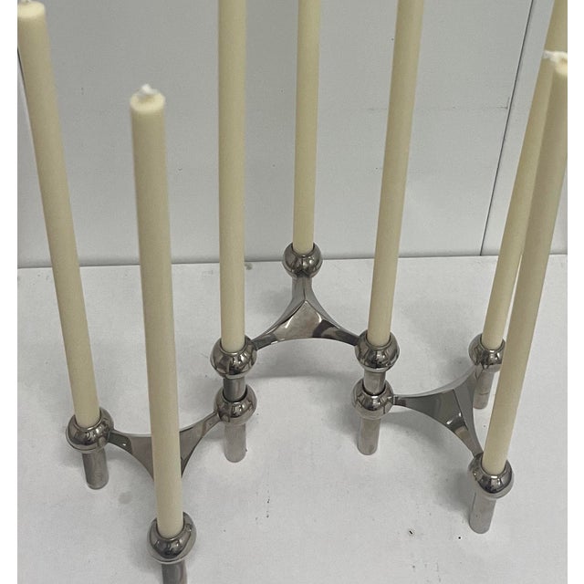 Fritz Nagel Vintage Nagel Two Sets New-in-Boxes Modular Candle Holders Totaling 6 Modules & 9 Unused Candles in Each Box For Sale - Image 4 of 6