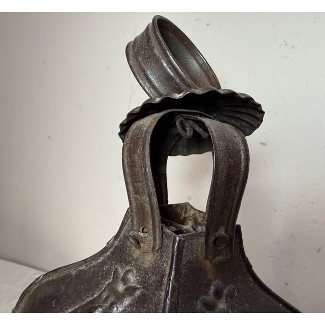 Black 19th Century Rare Antique Early 19th Century French #1 Steel Glass Candle Holder Lantern For Sale - Image 8 of 16