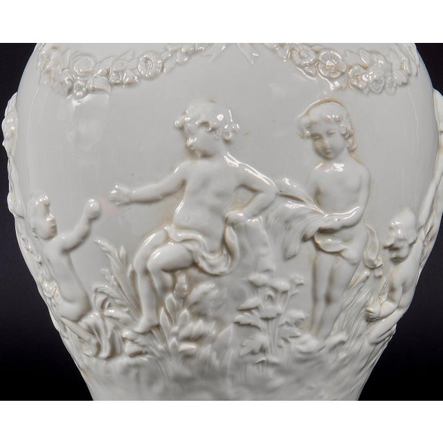 19th Century Italian Signed Glazed Ceramic Vase Beautiful white glazed ceramic vase from the famous Italian manufacturer...