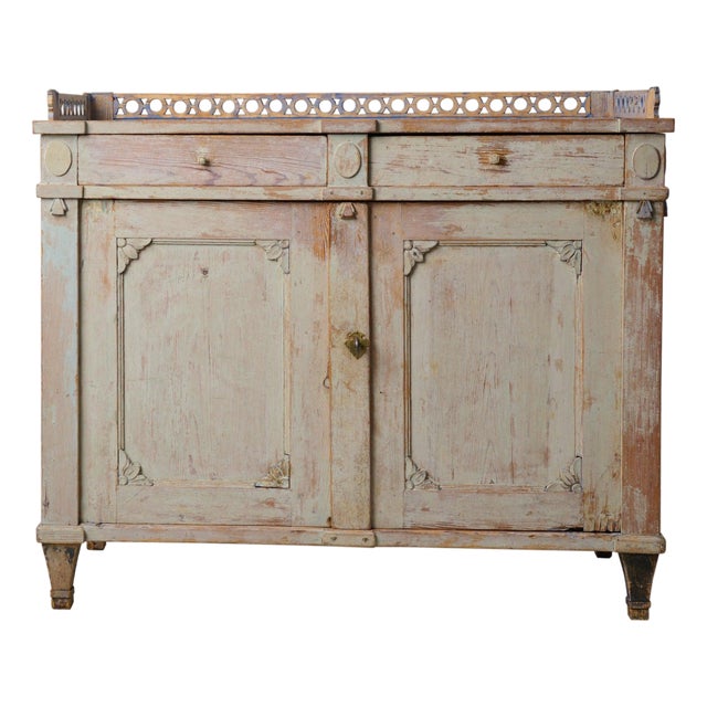 Swedish Gustavian Sideboard with Hand-Carved Decorations For Sale