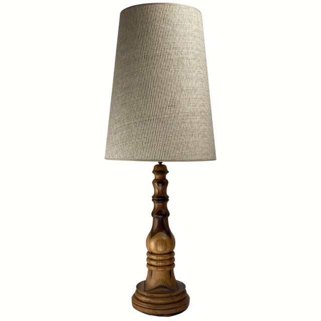 Art Deco Mid-Century Curved Wood Table Lamp, 1950s For Sale - Image 6 of 14