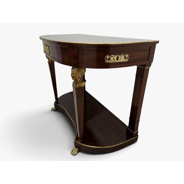 French Empire Demi-Lune Console Table with Gilt Bronze and Gilt Caryatids, 1810s For Sale - Image 10 of 17
