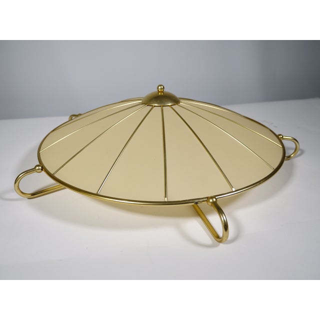 Mid-Century Modern Art Deco Ceiling Lamp in Metal and Fabric from Erco, 1950s For Sale - Image 3 of 9