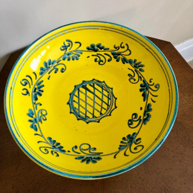 Italian Vintage Yellow Italian Pottery Tazza Compote For Sale - Image 3 of 4