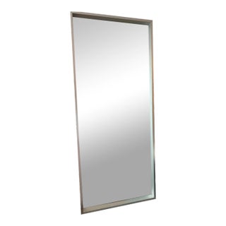Floor Mirror With Brushed Alluminum Frame For Sale