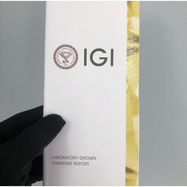 2020s Real Lab Grown 3 Carat Ct Diamond Engagement Ring vs Clarity Asscher Cut 14k White Gold Igi Certified Size 6 For Sale - Image 5 of 5