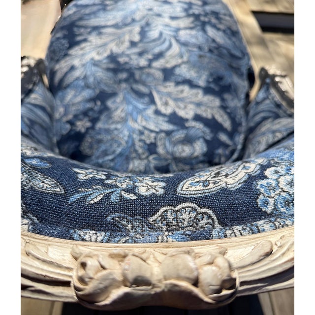 Custom Louis XVI Style Blue Chaise Lounge in Ralph Lauren For Sale - Image 11 of 15