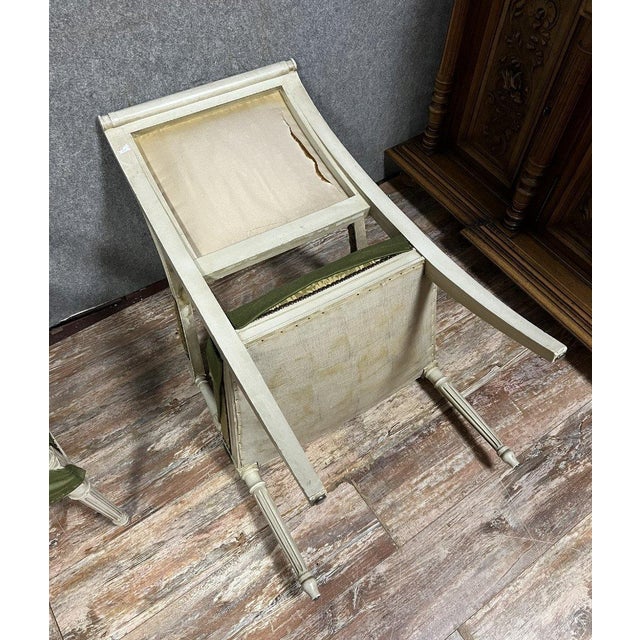 Antique Louis XVI Lacquered Wood Armchair, 1850 For Sale - Image 6 of 7