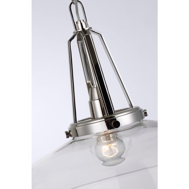 Transitional Chapman & Myers for Visual Comfort Signature Layton 20" Pendant in Polished Nickel with Clear Glass For Sale - Image 3 of 4