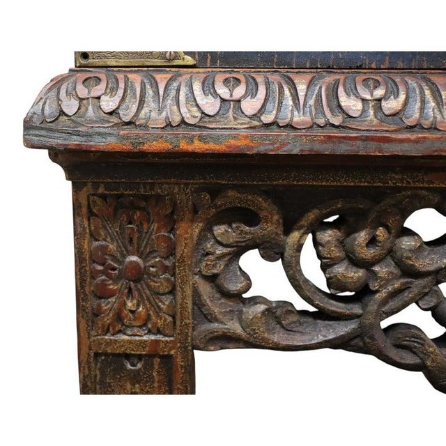 2-Piece Chinoiserie HND Painted & Carved Floral Cabinet C1910 For Sale - Image 12 of 18