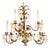 Italian Hollywood Regency Gilt Tole 9-Arm Chandelier With Crystal Drops, 1950s For Sale