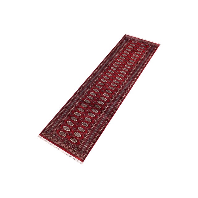 Art Deco Tribal Bokhara Red/Beige Hand Knotted Wool Rug Runner For Sale - Image 3 of 9