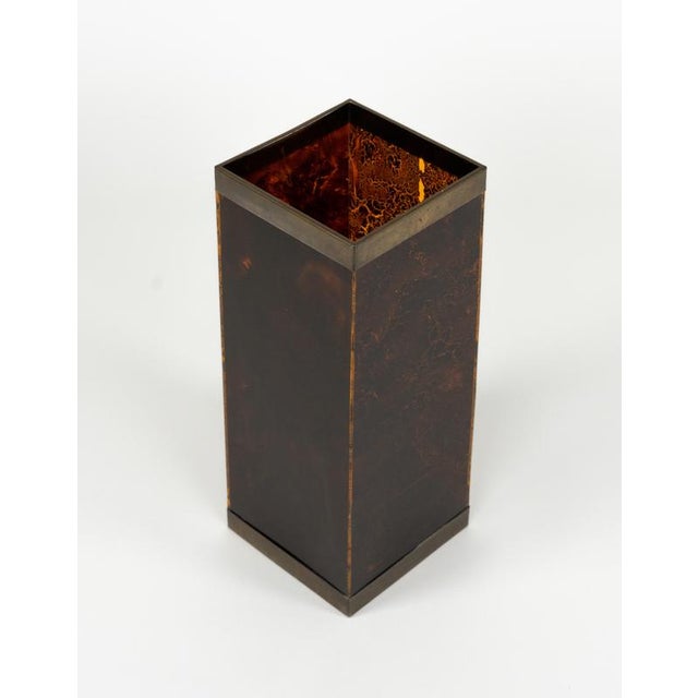 Black Umbrella Stand in Tortoiseshell Acrylic and Brass from Christian Dior, 1970s For Sale - Image 8 of 12