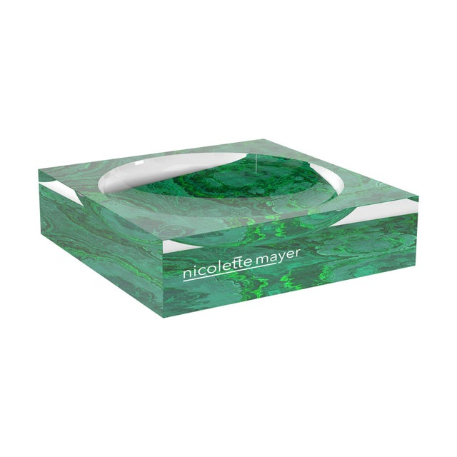 Agate Malachite Acrylic Candy Catchall Dish, Small For Sale - Image 14 of 14