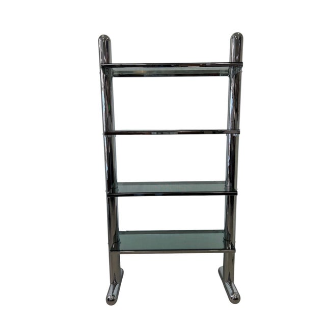 Metal Vintage Glass and Steel Bookcase, 1970s For Sale - Image 7 of 7