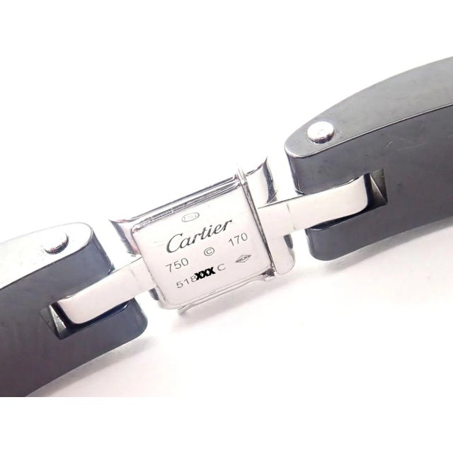 Cartier Cartier Maillon Panthere 18K White Gold Diamond Ceramic Link Bracelet For Sale - Image 4 of 9