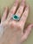 Gemstone 4 Carat Emerald Cut Natural Emerald & 1 Ct Diamond 14 Karat Gold Cocktail Ring For Sale - Image 7 of 18