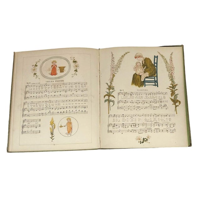 Paper Antique Kate Greenaway a Day in a Child's Life Book Stunning Illustrations Songs Children's For Sale - Image 7 of 11