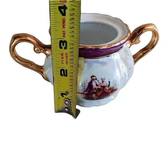 Gna Fine Porcelain Sugar Bowl With Lid 24k Hand Painted Victorian Iridescent For Sale - Image 9 of 11