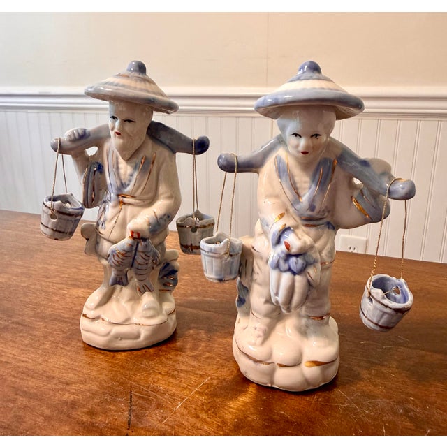 Blue 1940s Chinese Blue and White Figurines For Sale - Image 8 of 12