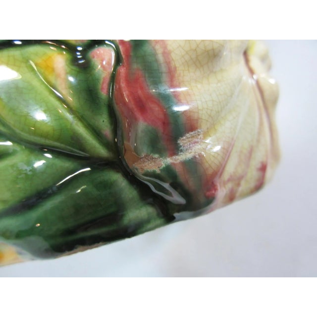 Forest Green Vintage Majolica Pansy Basket For Sale - Image 8 of 9