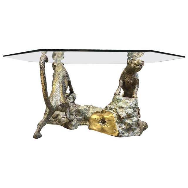 Bronze and Glass Leopard Coffee Table, 1970s For Sale - Image 12 of 12