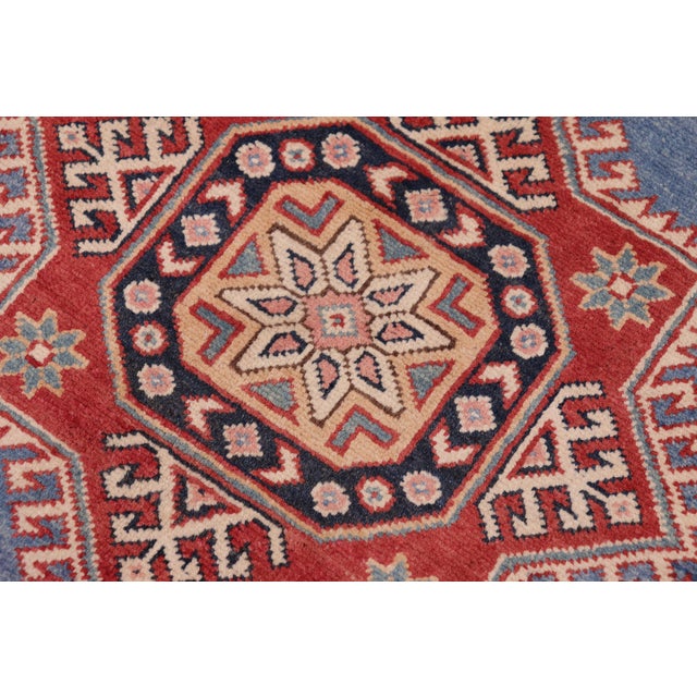 Rustic Kazak Light Blue/Beige Wool Rug - 10'2''x12'10'' For Sale - Image 4 of 10