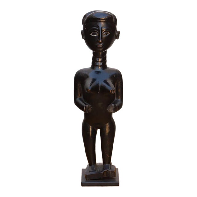 Dark Patinated African Baule Female Figure For Sale