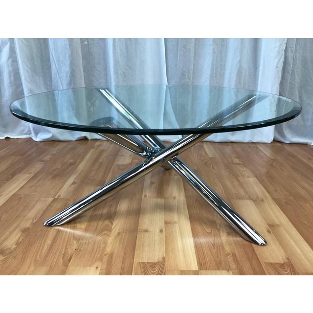 Vintage Chrome Star Base Round Glass Coffee Table Chairish