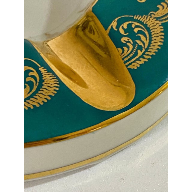 Green and Gold Limoges Porcelain Ashtray, France, Early 20th Century For Sale - Image 5 of 7