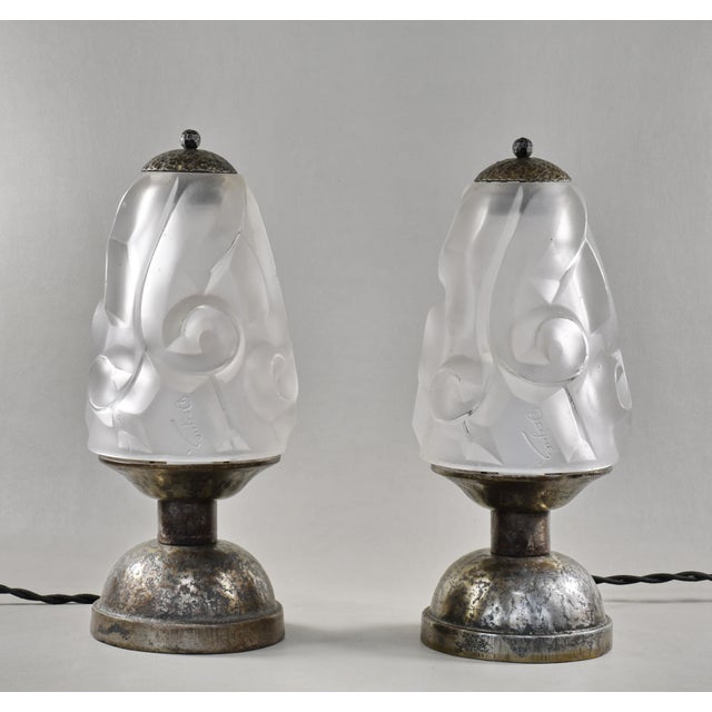 Art Deco French Art Deco Table Lamp by Degue 1930 France - A Pair For Sale - Image 3 of 10