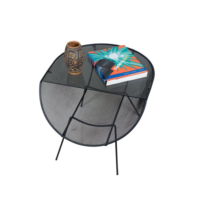 Sol Bloom Side Table, iron frame with wire mesh and a glass top. Great early modernist side table from the early 1950s in...