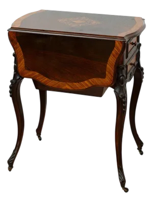 Antique Napoleon Iii Worktable in Fine Exotic Woods, France, 19th Century
