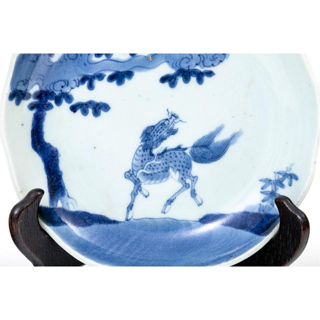 Ceramic Antique 19th Century Chinese Blue and White Porcelain Qilin Dishes - A Pair For Sale - Image 7 of 13