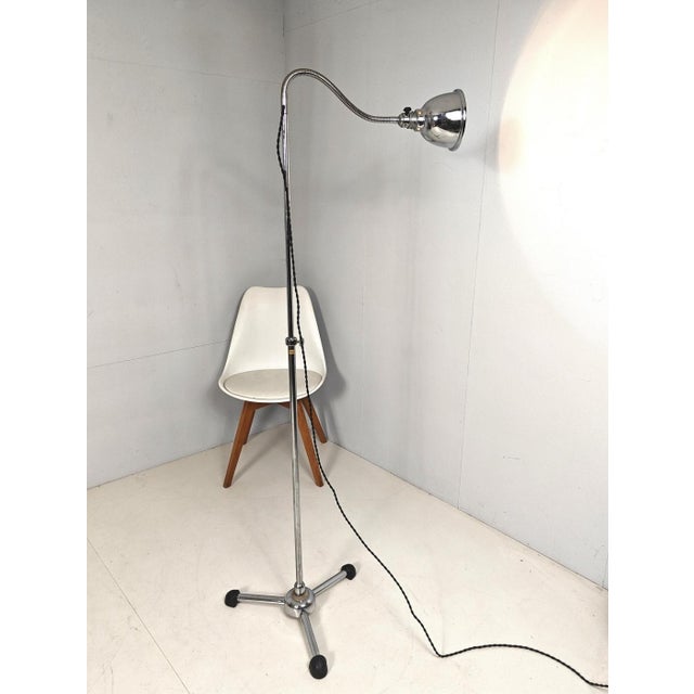 Art Deco Bauhaus Chrome-Metal Gooseneck Floor Lamp by Christian Dell for Maquet, 1930s For Sale - Image 9 of 18