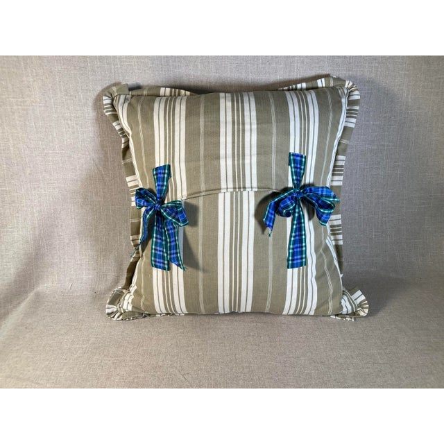 English Vintage Printed Linen Floral Pillow For Sale - Image 3 of 12