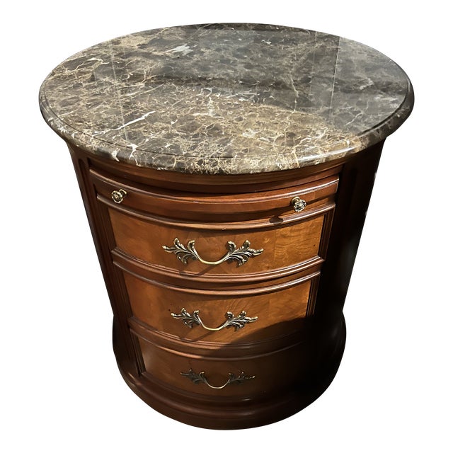 Century Furniture Marble Top Round Nightstand Chairish