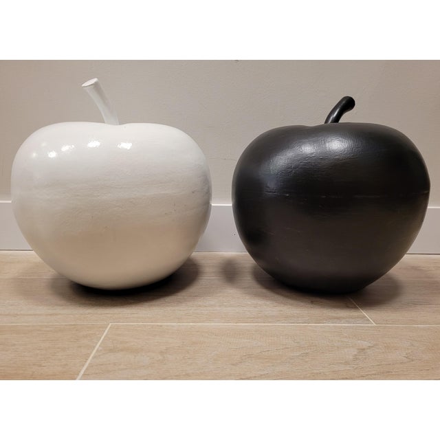 Apples in Black and White Ceramic, Italy, 1970s, Set of 2 For Sale - Image 5 of 18