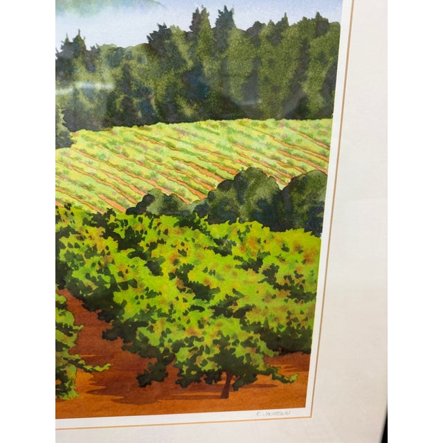 Paint Ray Jacobson Wine Country Giclee Watercolor, Certificate For Sale - Image 7 of 12