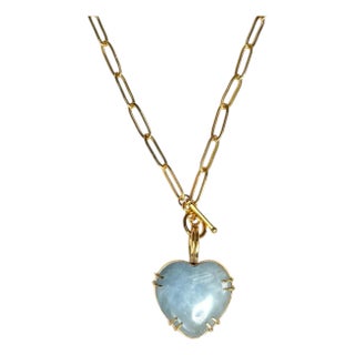 Aquamarine Heart Necklace (Pendant Only) For Sale