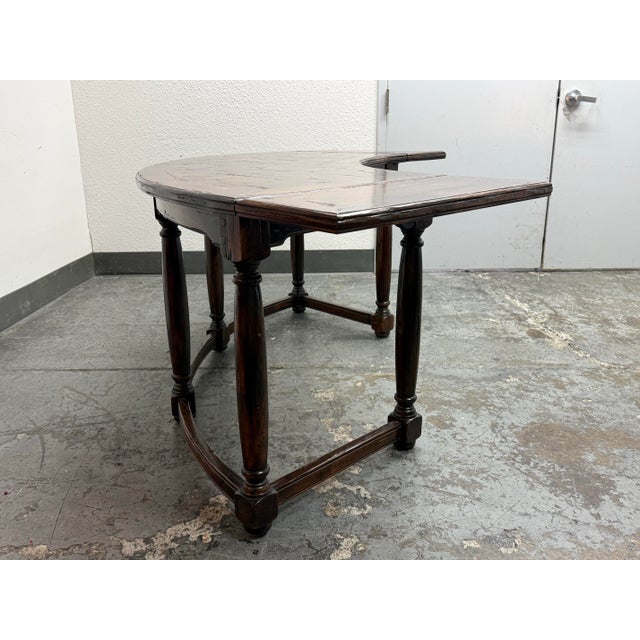 Late 20th Century Parquetry Kidney-Shaped Drop Leaf Writing Desk For Sale - Image 5 of 12