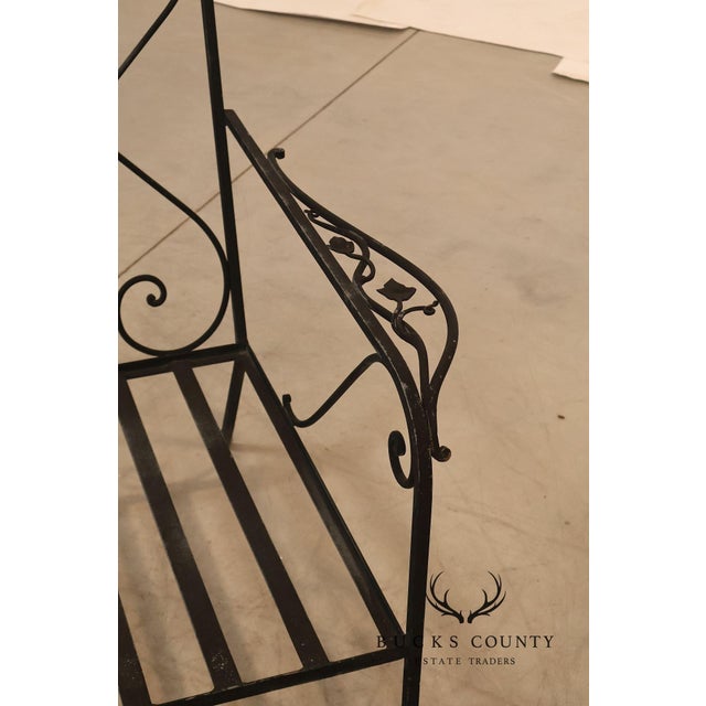 Vintage Wrought Iron Scrollwork Garden Bench For Sale - Image 14 of 18