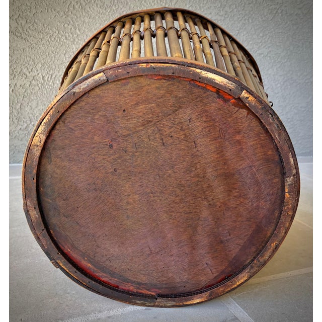 Mid 20th-Century Split Bamboo Tortoiseshell Planter Floor Basket With Ear Handles For Sale - Image 18 of 18