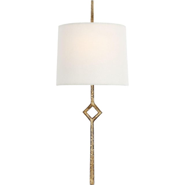 Studio VC for Visual Comfort Signature Cranston Small Sconce in Gilded Iron with Linen Shade For Sale