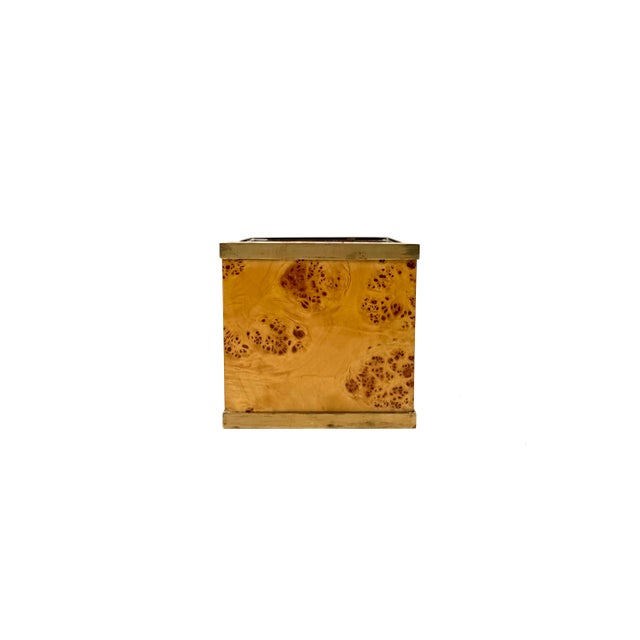 Mid-Century Modern Hollywood Regency Burl and Brass Plant Pot, Vivai del Sud, Italy, 1970s For Sale - Image 3 of 9
