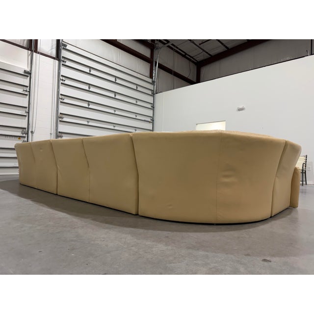 Animal Skin Vintage Postmodern Beige Leather 6 Piece Modular Sectional Sofa For Sale - Image 7 of 11
