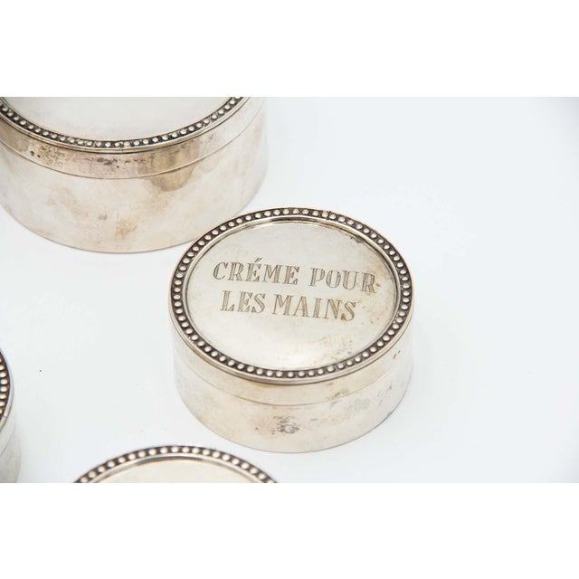 Plain Silver Toilet Set, Set of 9, in Good conditions. Designed 1890 to 1919