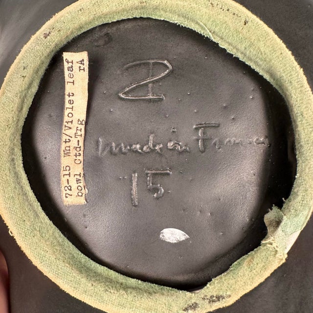 Mid-Century Modern Leaf Shaped Dish in Glazed Stonewar by Pol Chambost, France, 1940s For Sale - Image 3 of 11